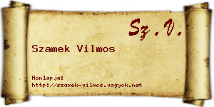 Szamek Vilmos névjegykártya